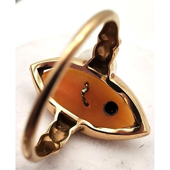 Vintage Cameo Ring With Diamond Accent In Ornate Gold Setting Original Box RARE - Picture 8 of 14